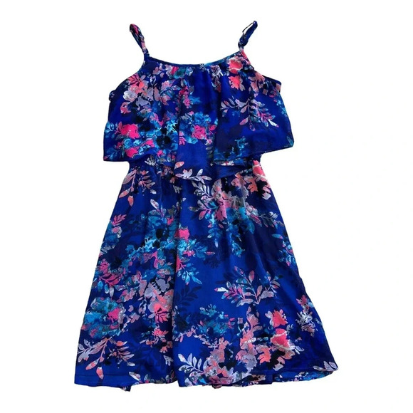 Xhilaration Blue Floral Summer Dress M - Picture 1 of 4